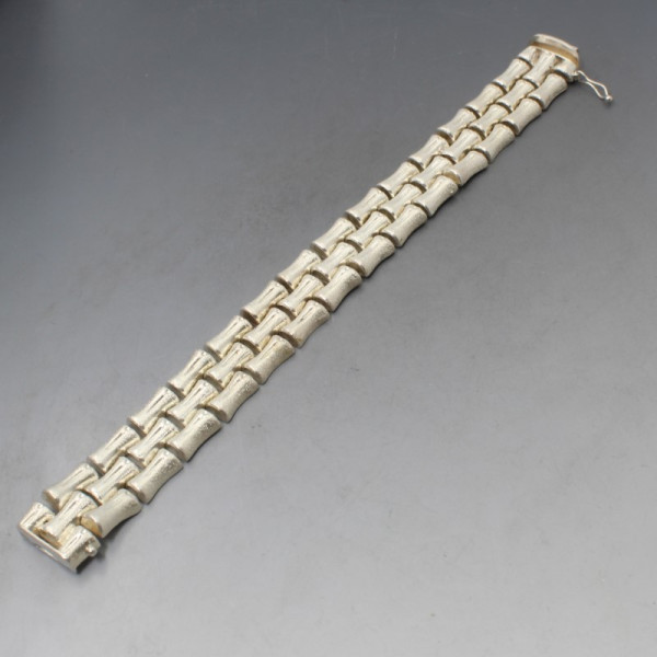 Bamboo Links 835 Silver Three Row Bracelet